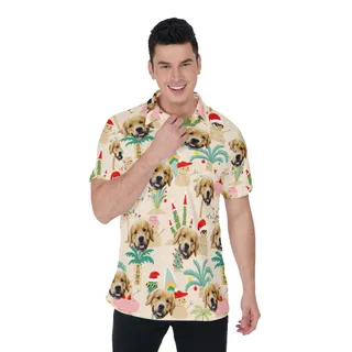 Funny Custom Dog Face Snowman Christmas Hawaiian Polo Shirt