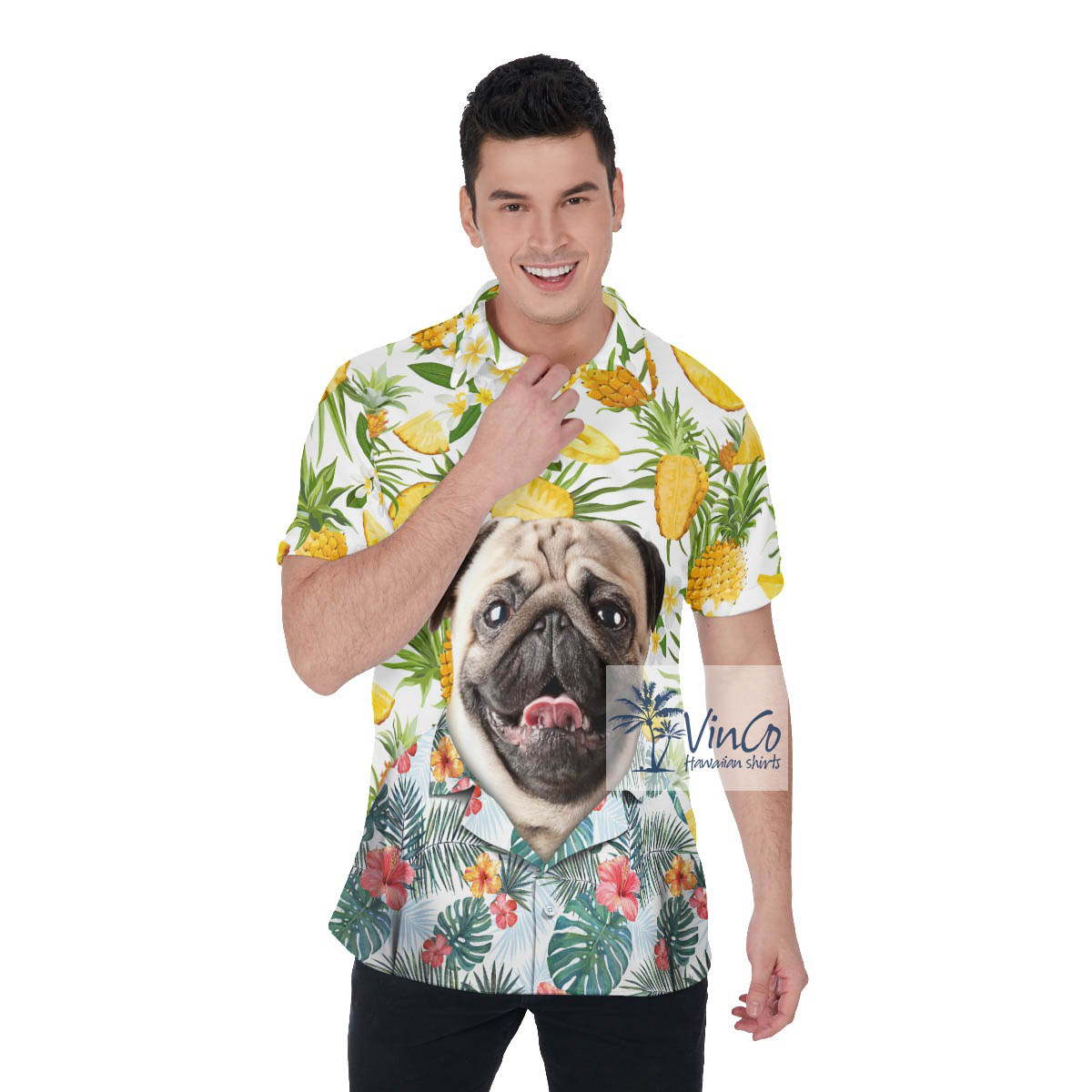 Personalize Dog Face Pineapples Polo Shirt For Men - variant image 1