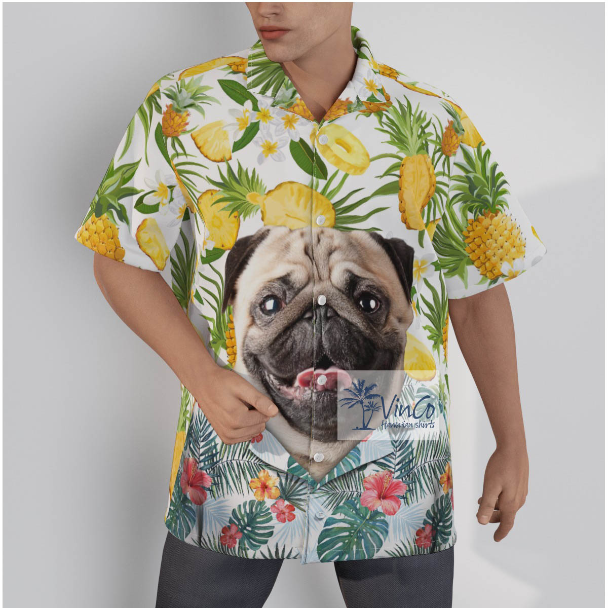 Men's Personalized Pet Face Aloha Beach Shirt - variant image 1