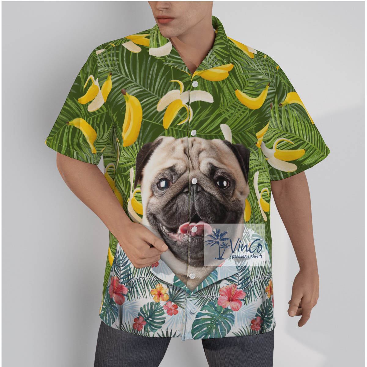 Custom Dog Face Pineapple Hawaiian Shirt For Men - variant image 1