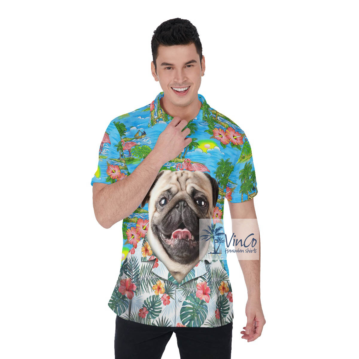 Custom Dog Cat Beach Shirt Polo For Men - variant image 1