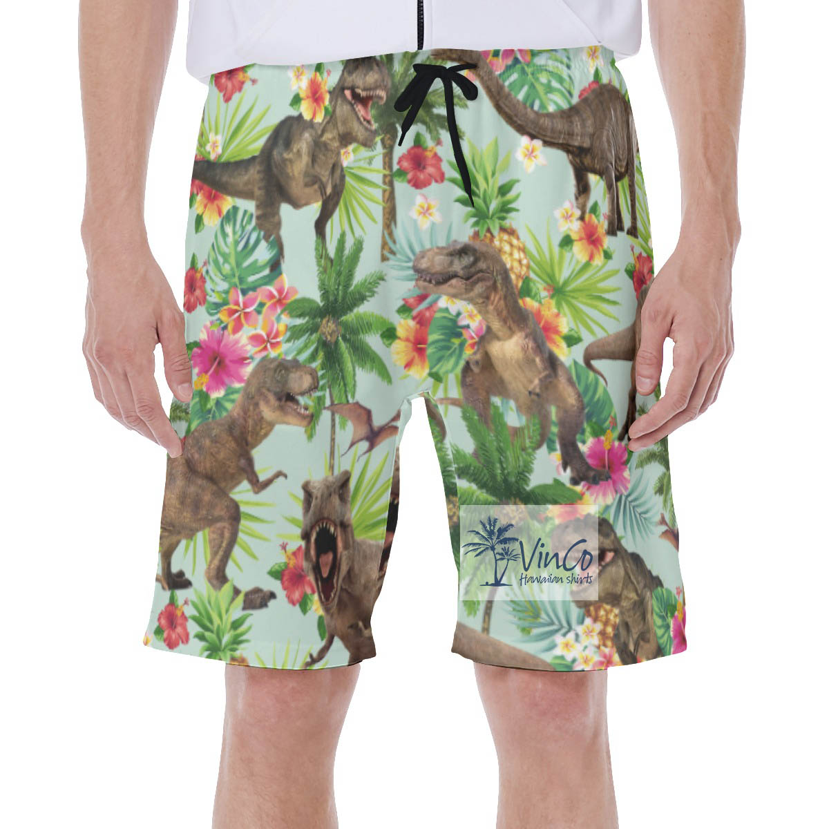 Funny Tropical Dinosaur Hawaiian Swim Trunks For Men - variant image 1