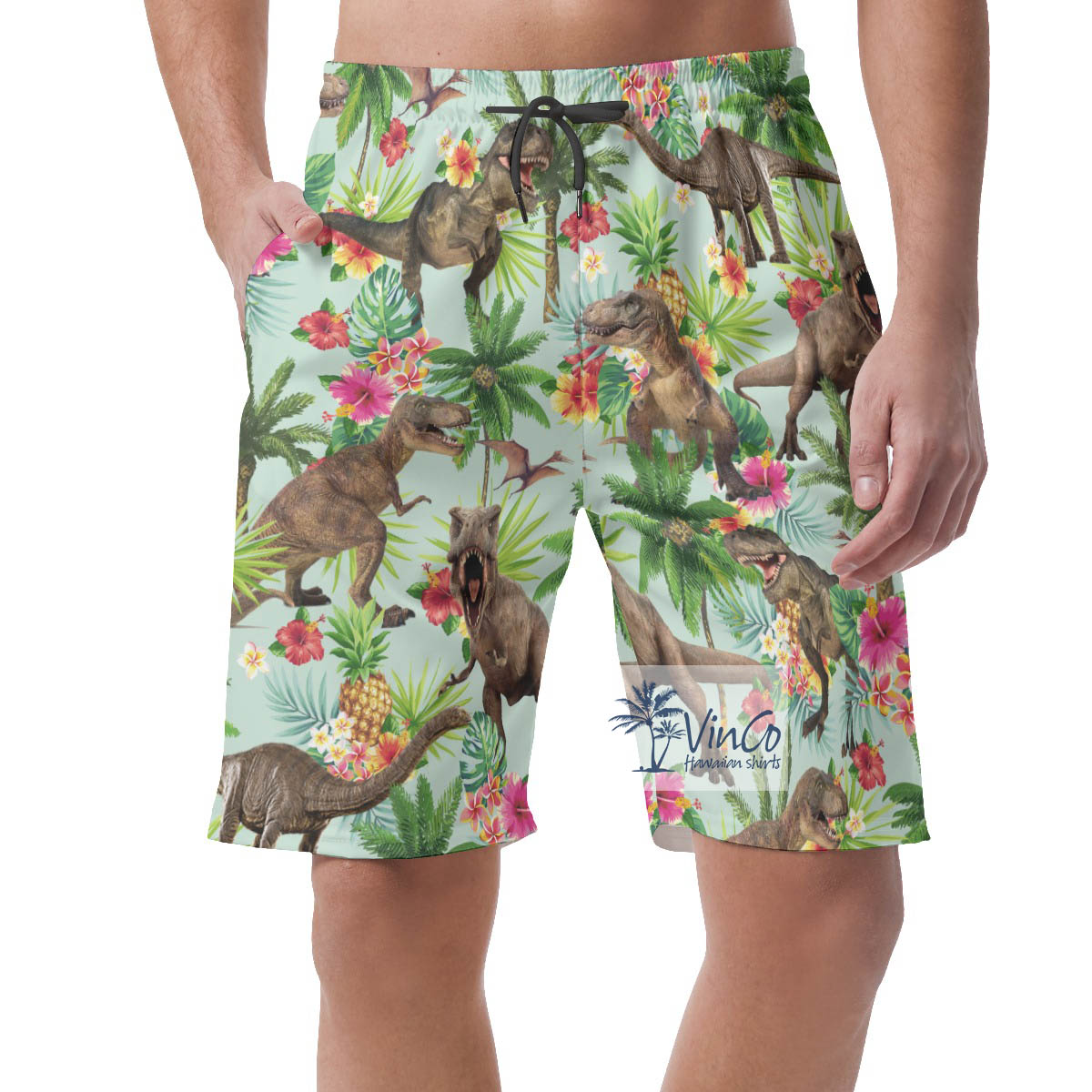 Tropical Dinosaur Aloha Summer Shorts For Men - variant image 1