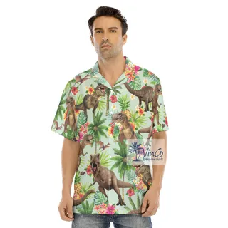 Tropical Dinosaur Hawaiian Shirt For Men Aloha Beach Shirt