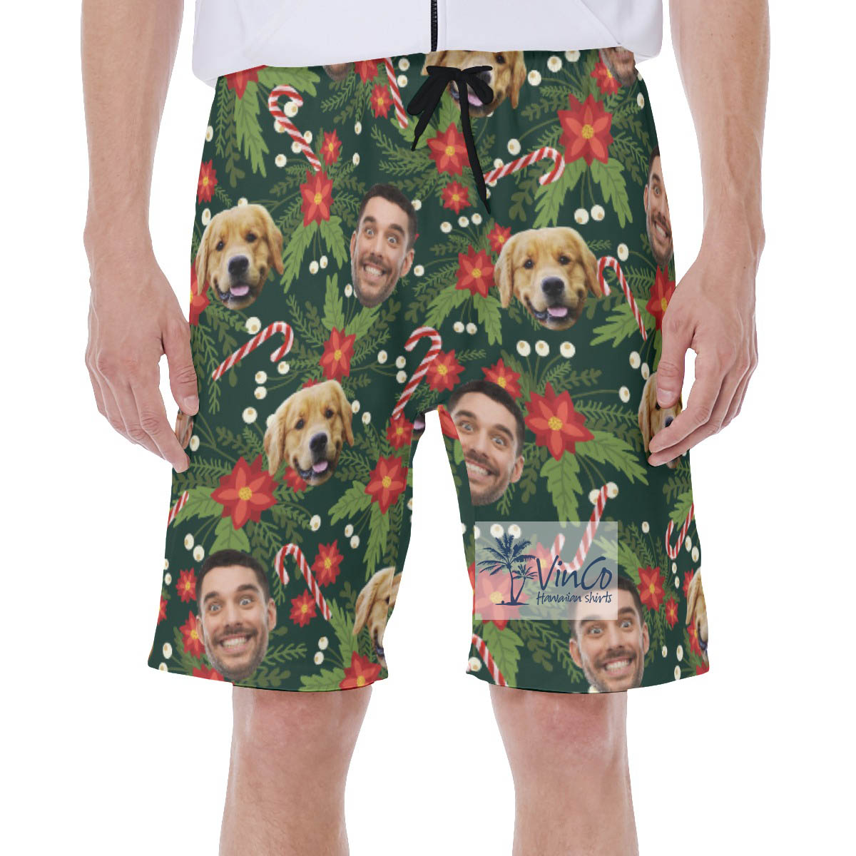Funny Custom Christmas Hawaiian Swim Trunks With 2 Faces - variant image 1