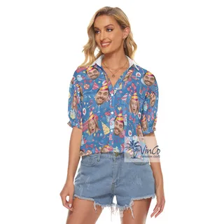 Personalize 2 Faces Birthday Shirt Crop Top For Women