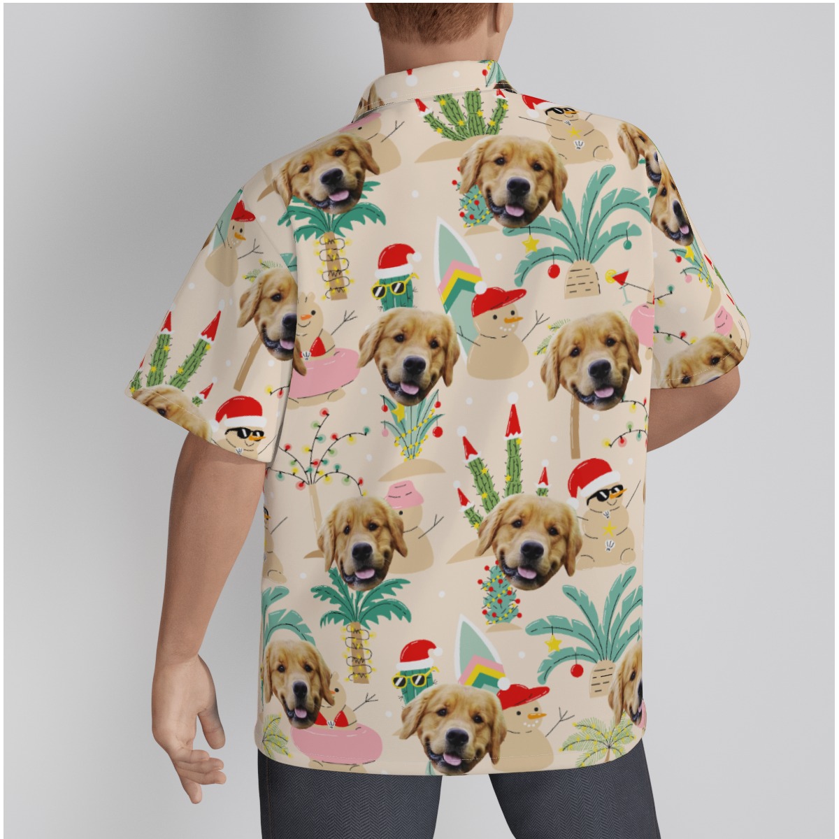 Custom Dog Face Christmas Snowman Hawaiian Shirt
