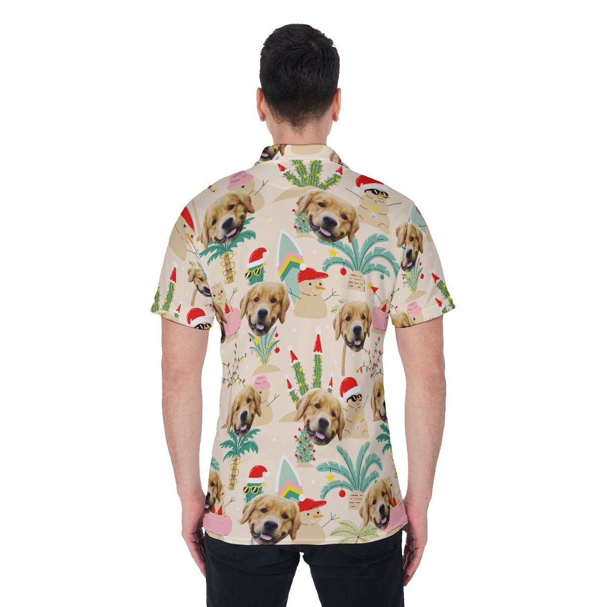 Funny Custom Dog Face Snowman Christmas Hawaiian Polo Shirt