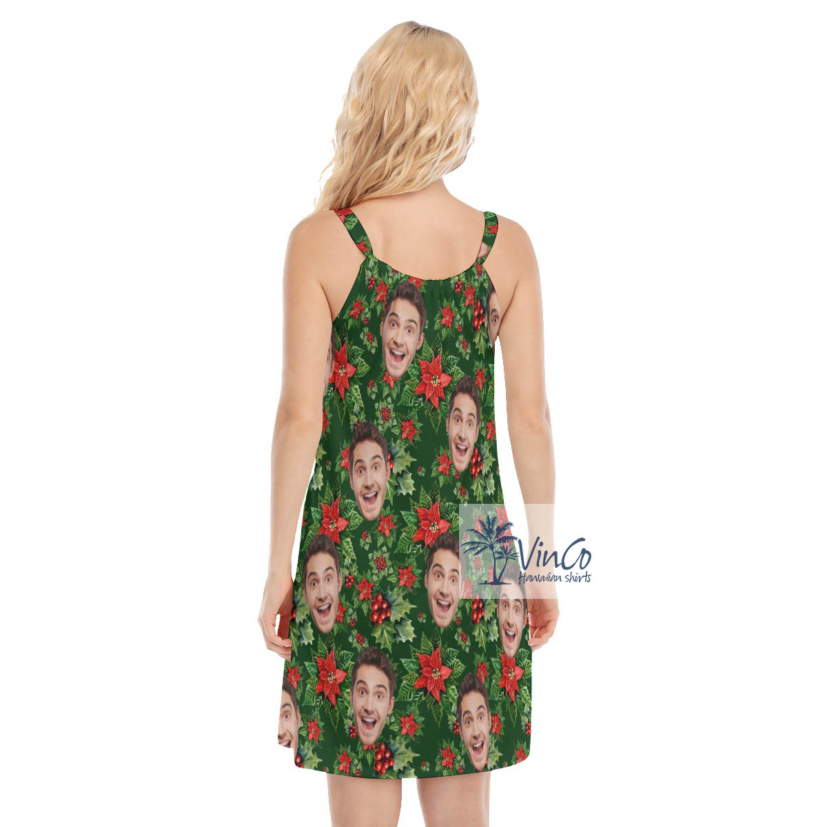 Christmas Floral Hawaiian Dresses For Women With Custom Face
