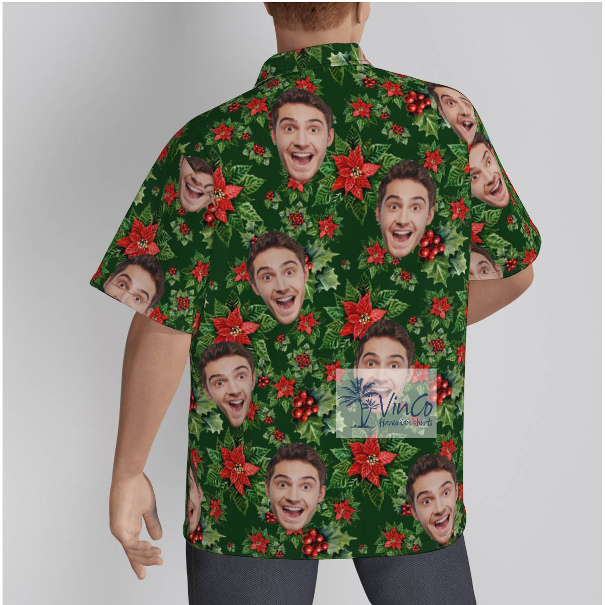 Custom Floral Christmas Hawaiian Shirt With Face