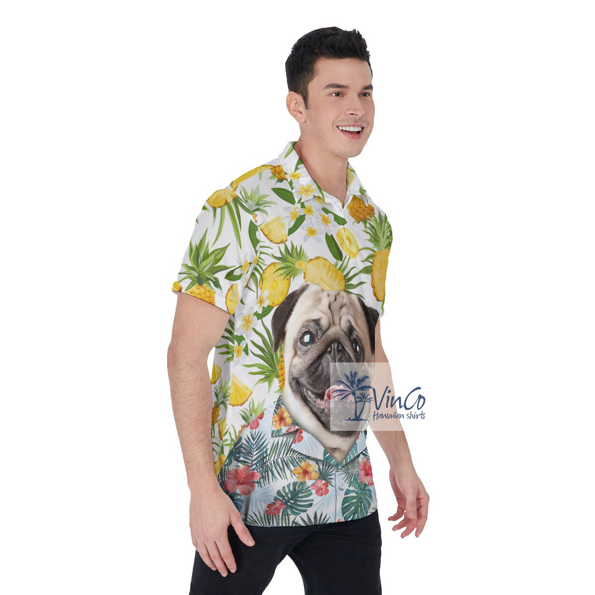 Personalize Dog Face Pineapples Polo Shirt For Men