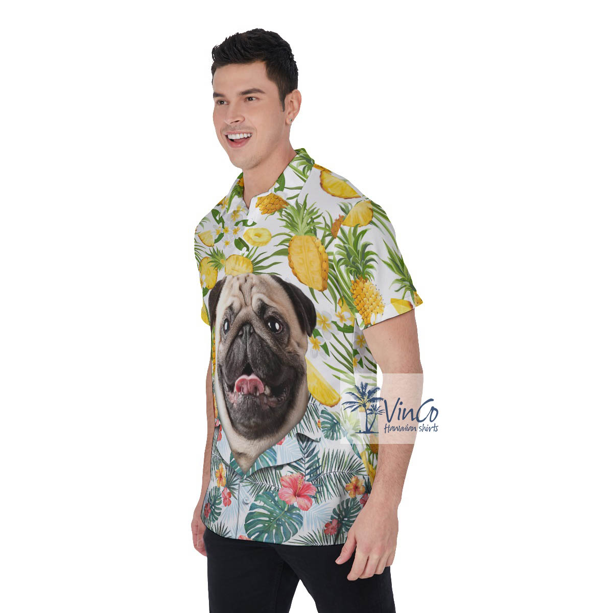 Personalize Dog Face Pineapples Polo Shirt For Men