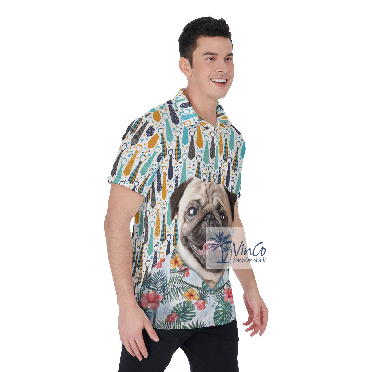 Personalize Pet Face Polo Shirt Aloha Shirt For Men