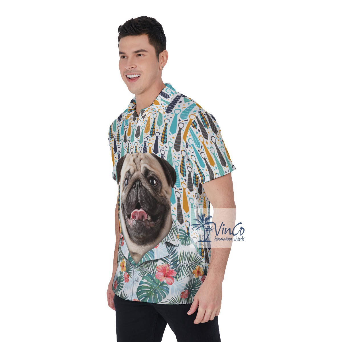Personalize Pet Face Polo Shirt Aloha Shirt For Men