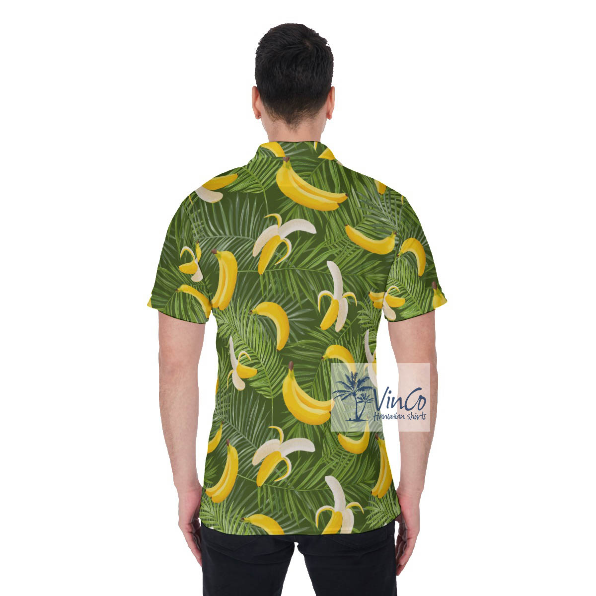 Funny Custom Dog Face Banana Hawaiian Polo For Men
