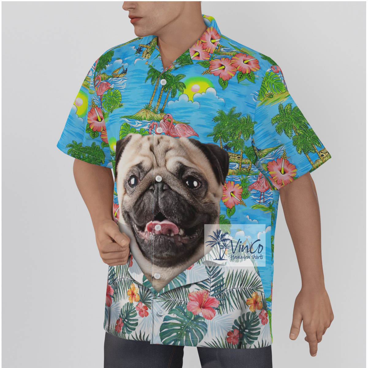 Funny Custom Dog Face Aloha Shirt For Men