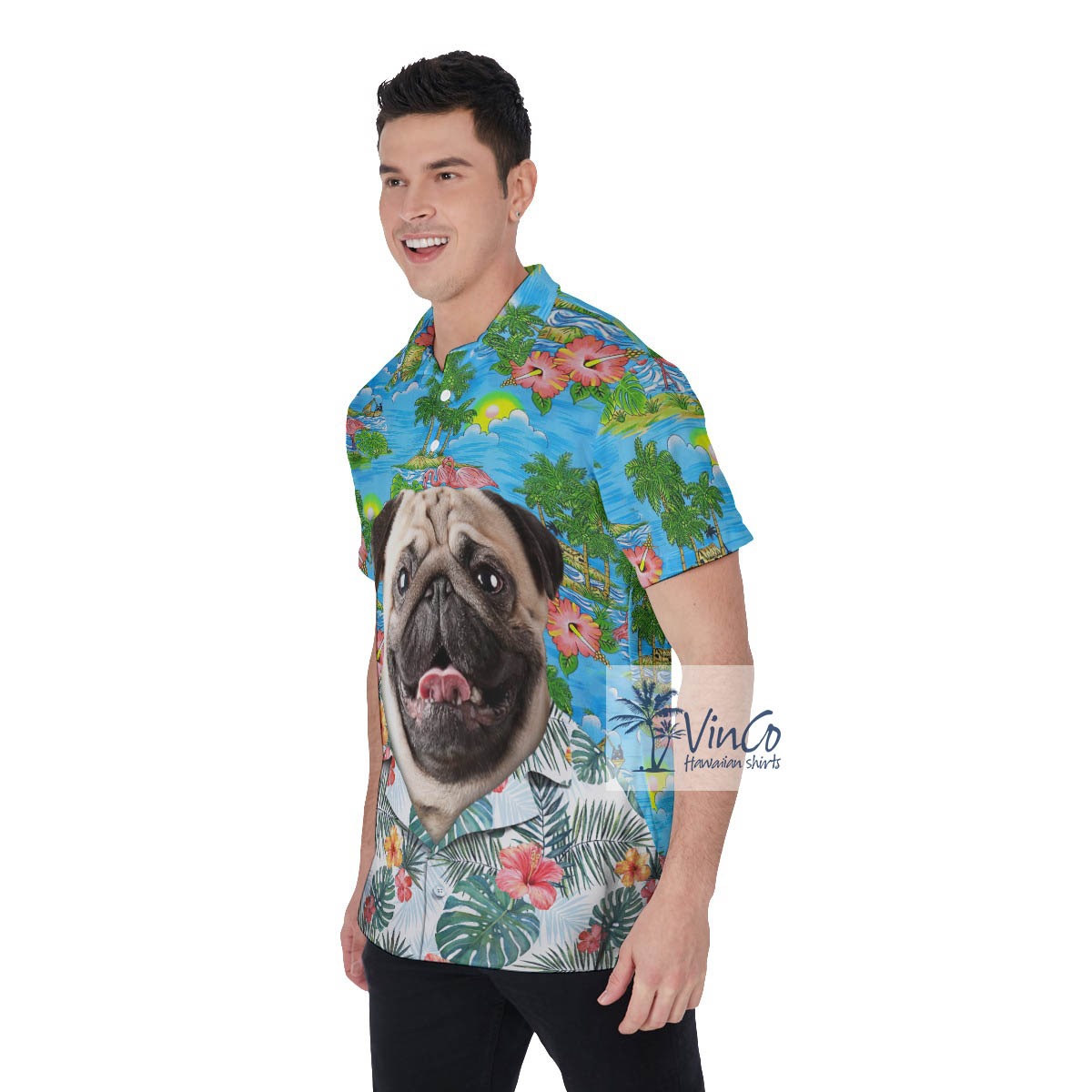 Custom Dog Cat Beach Shirt Polo For Men
