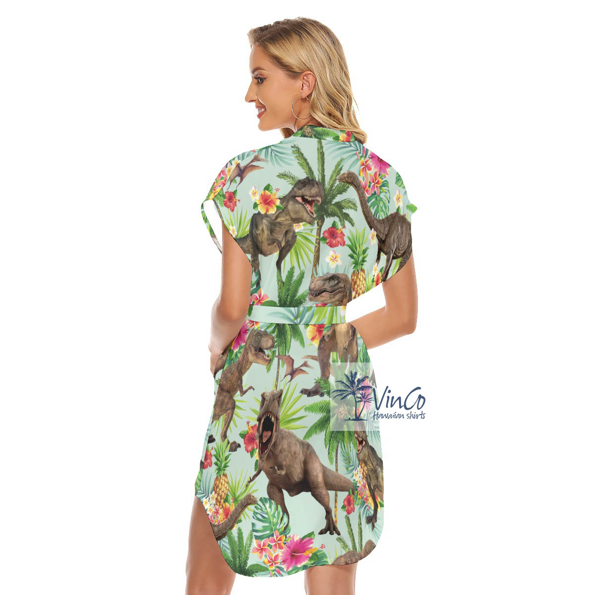 Funny Dinosaur Summer Hawaiian Dress For Women