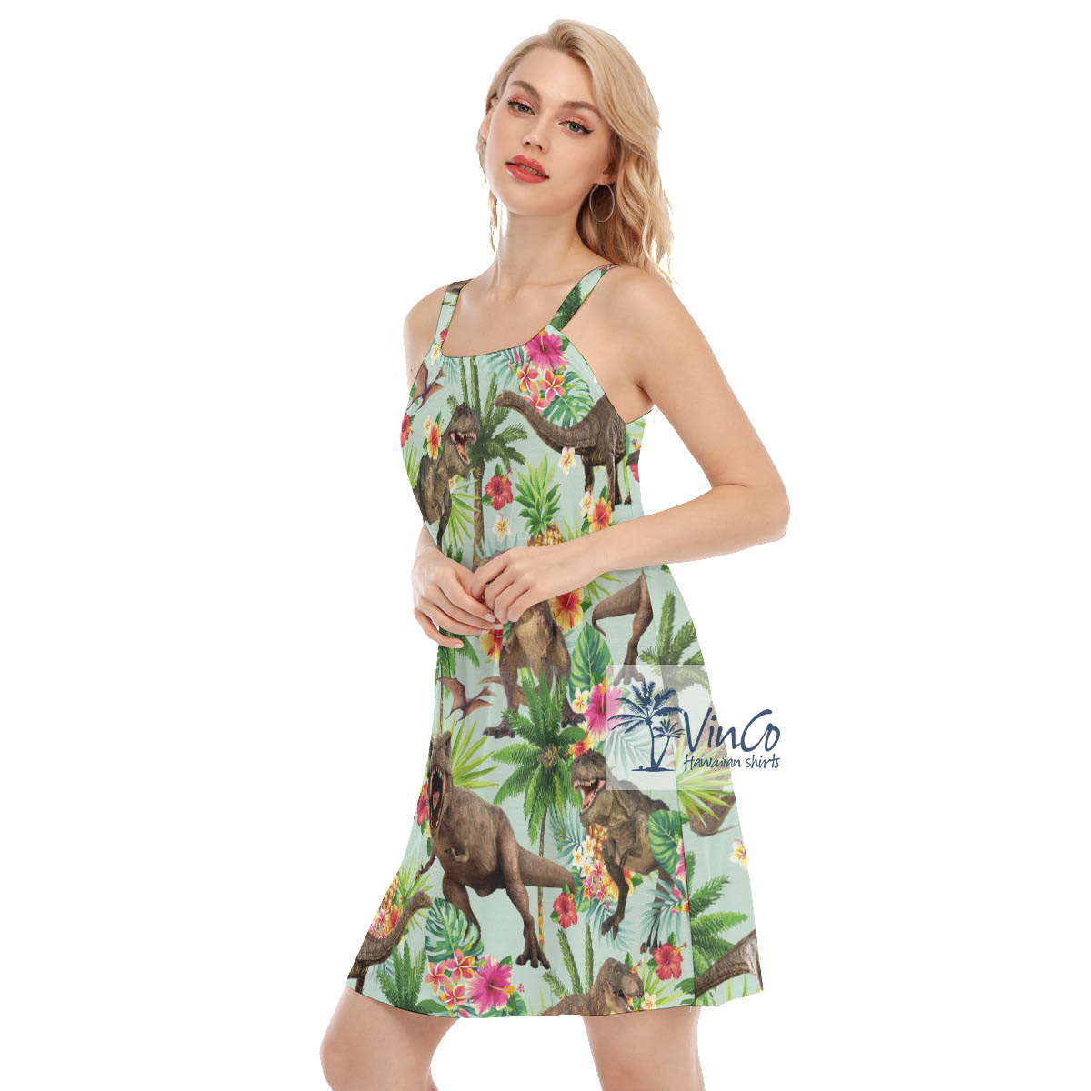 Dinosaur Tropical Hawaiian Dress For Women