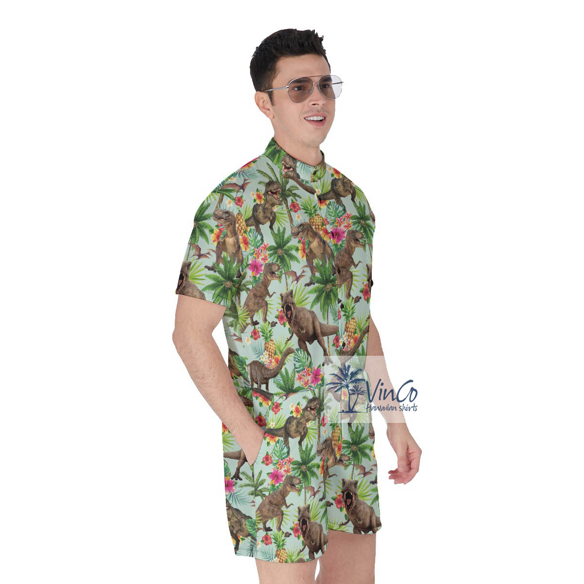 Funny Dinosaur Tropical Romper For Men