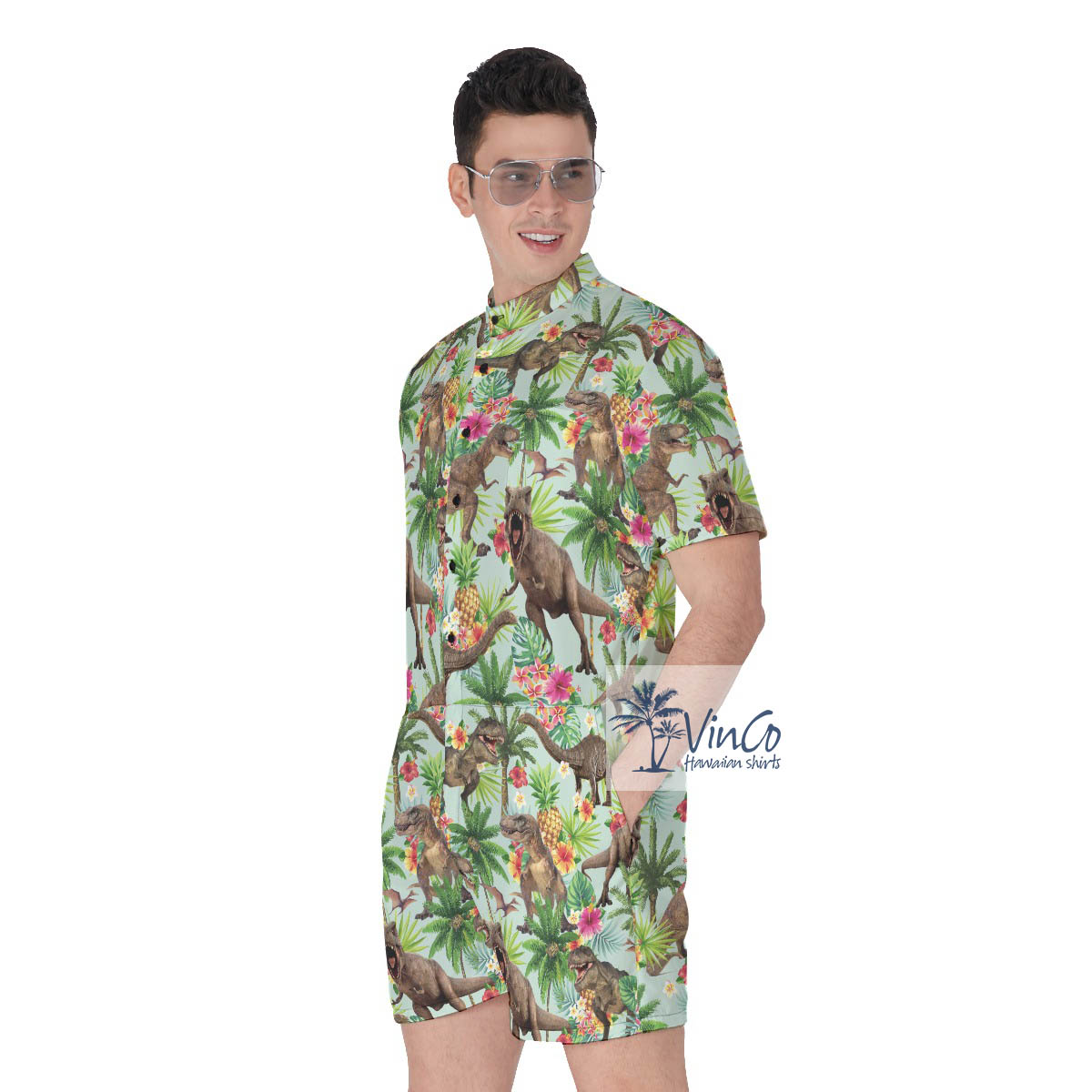 Funny Dinosaur Tropical Romper For Men