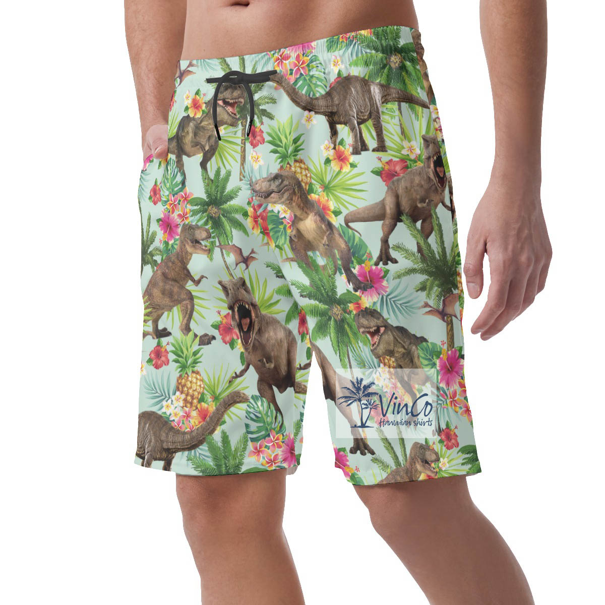 Tropical Dinosaur Aloha Summer Shorts For Men