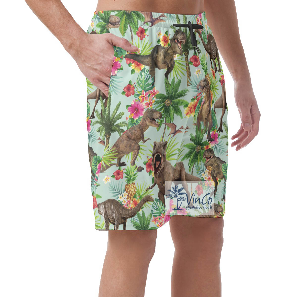 Tropical Dinosaur Aloha Summer Shorts For Men
