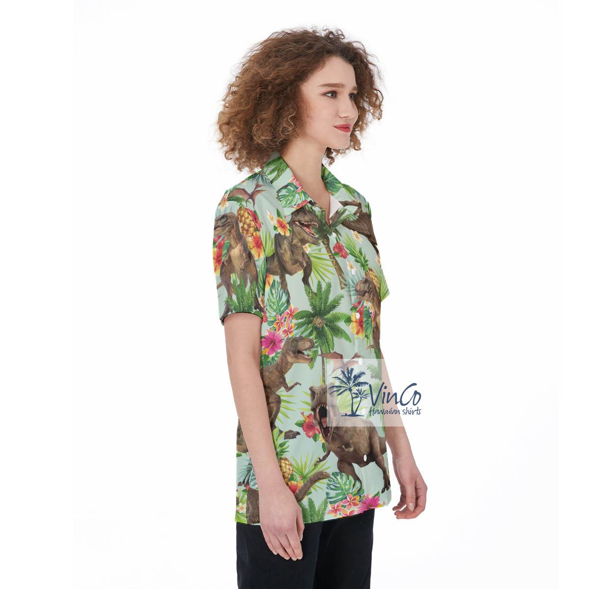 Funny Dinosaur Hawaiian Aloha Shirt For Women