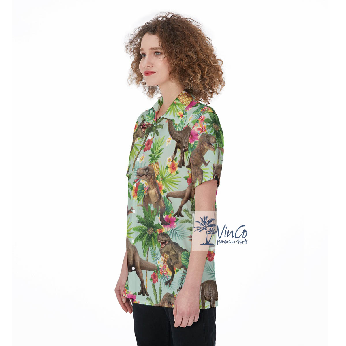 Funny Dinosaur Hawaiian Aloha Shirt For Women