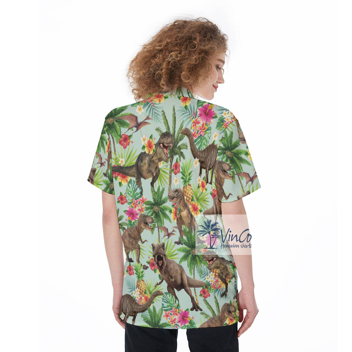 Funny Dinosaur Hawaiian Aloha Shirt For Women