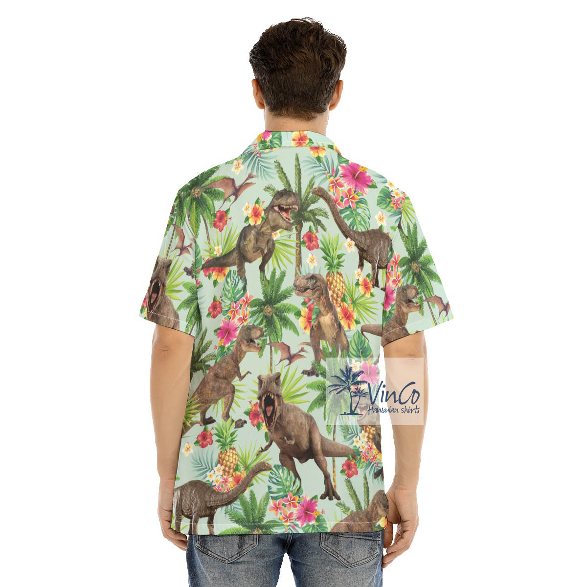 Tropical Dinosaur Hawaiian Shirt For Men Aloha Beach Shirt