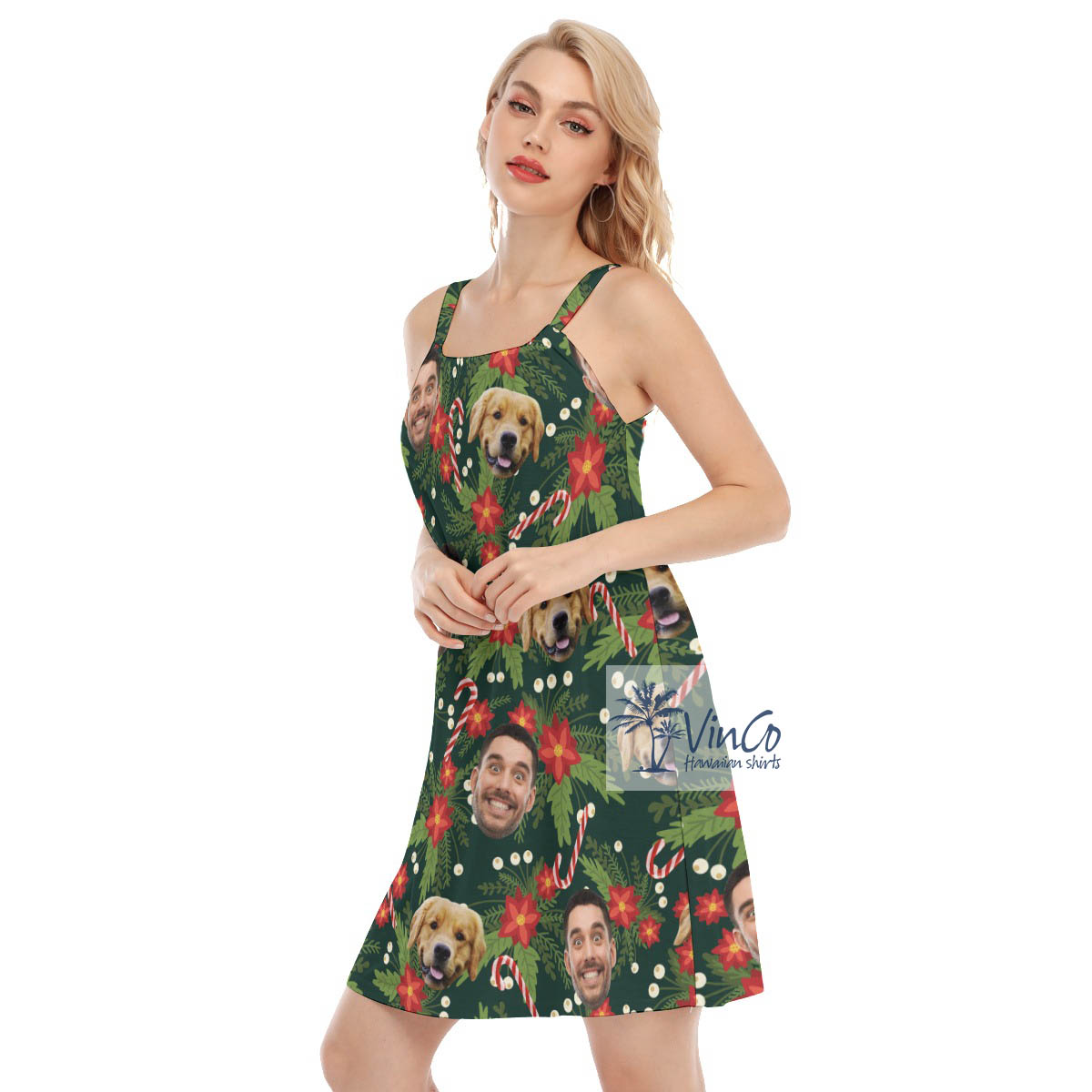 Custom Christmas Floral Hawaiian Dresses With Multiple Faces