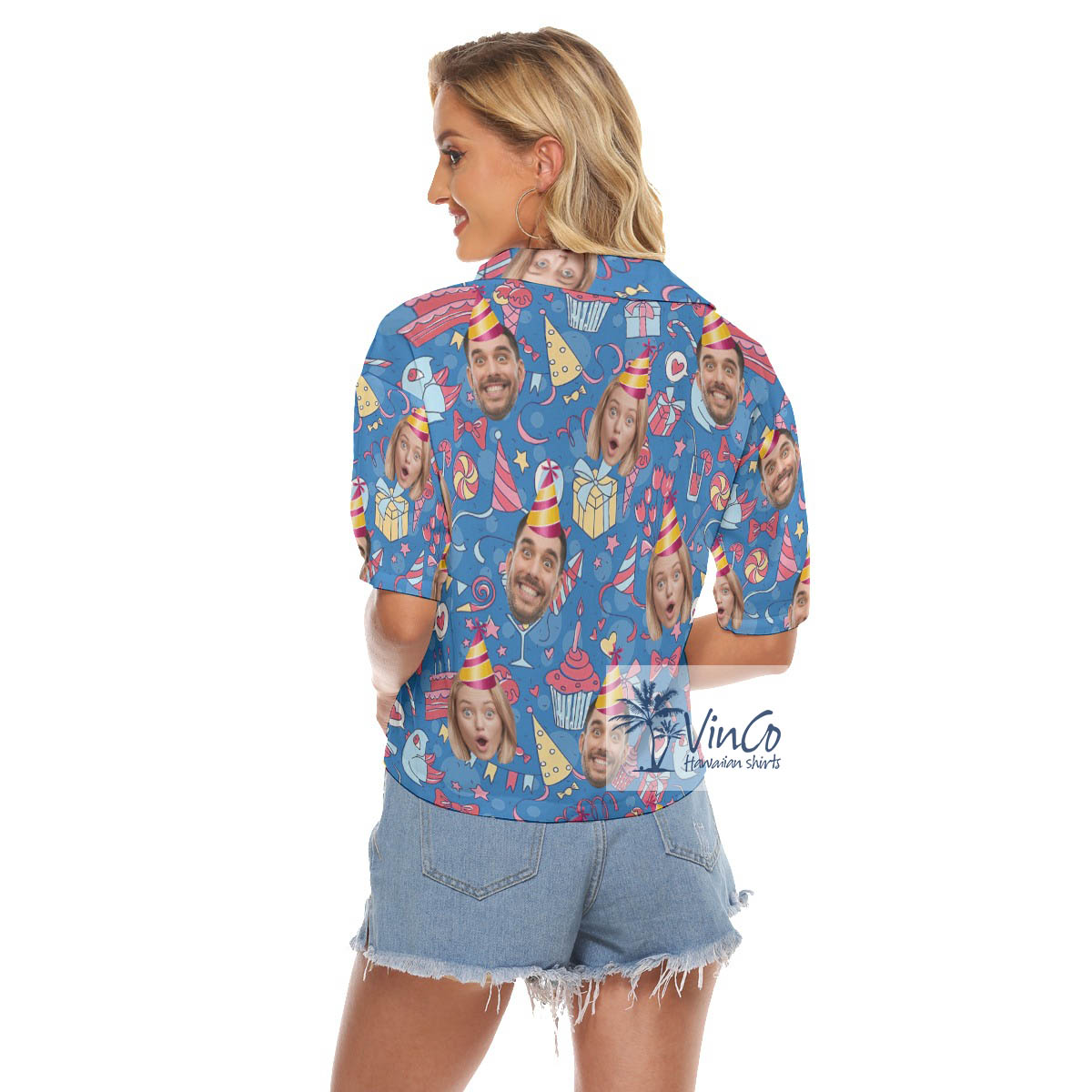 Personalize 2 Faces Birthday Shirt Crop Top For Women
