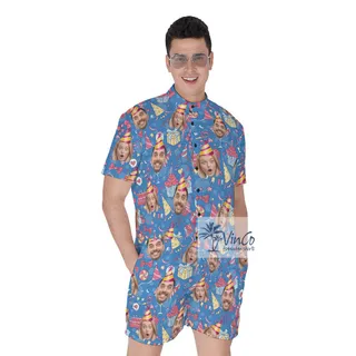 Personalize Photo Faces Summer Romper For Men