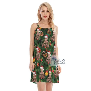 Funny Custom Face Christmas Barry Wood Hawaiian Dresses For Women