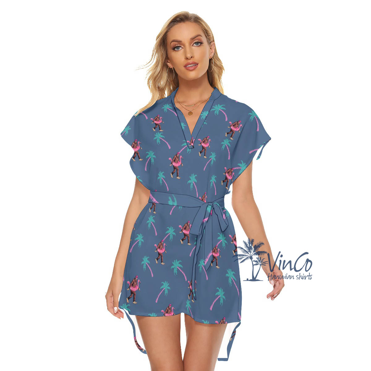 Navy Bigfoot Sasquatch Aloha Dress For Vacation - variant image 1