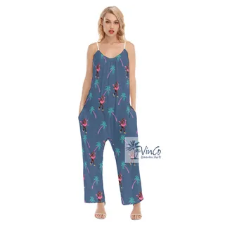 Navy Bigfoot Tropical Summer Jumpsuit For Women