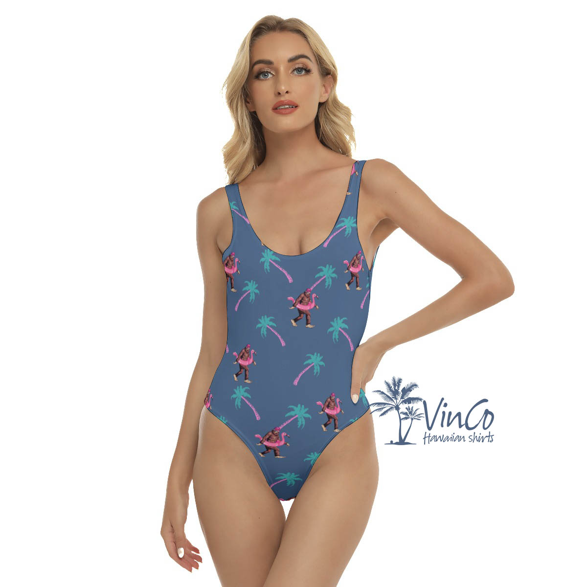 Unique Navy Bigfoot Tropical One Piece Swimsuit For Women - variant image 1