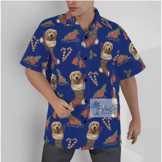 Custom Dog Face With Christmas Socks Hawaiian Shirt
