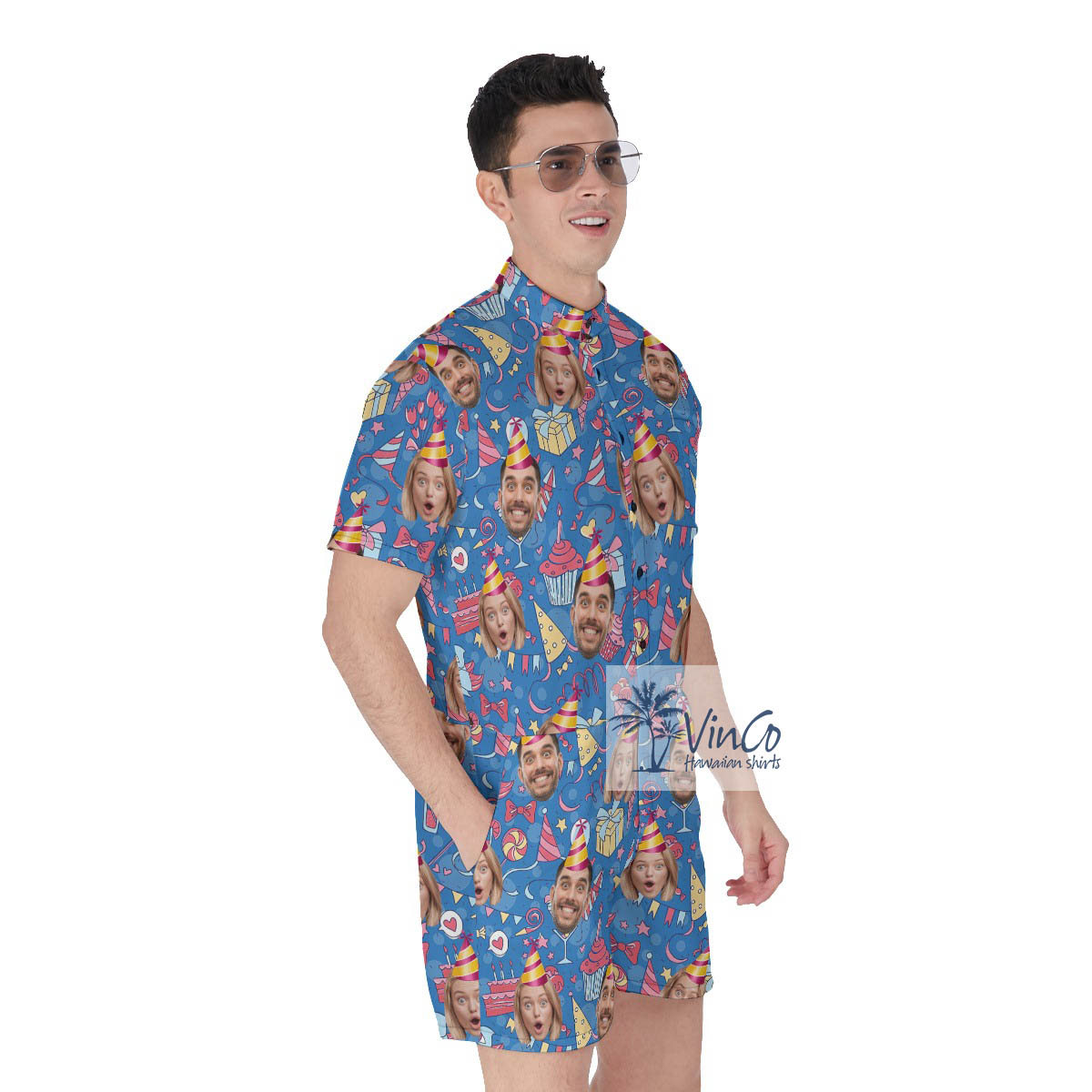 Personalize Photo Faces Summer Romper For Men