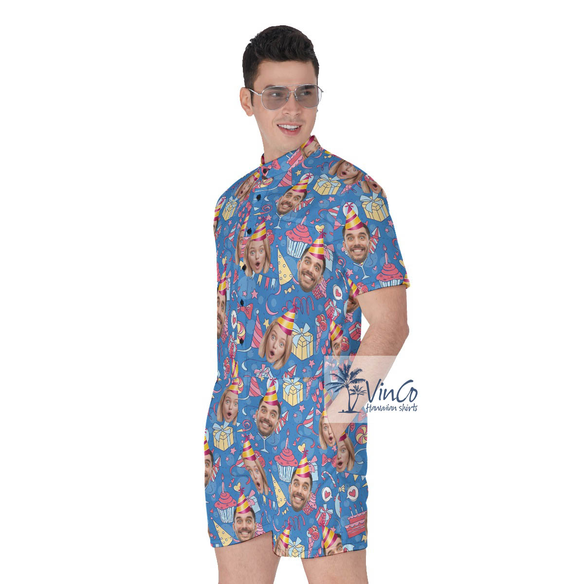 Personalize Photo Faces Summer Romper For Men