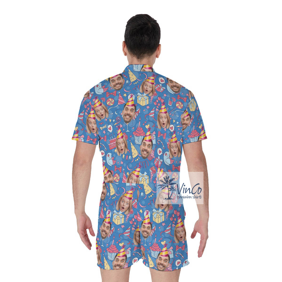 Personalize Photo Faces Summer Romper For Men