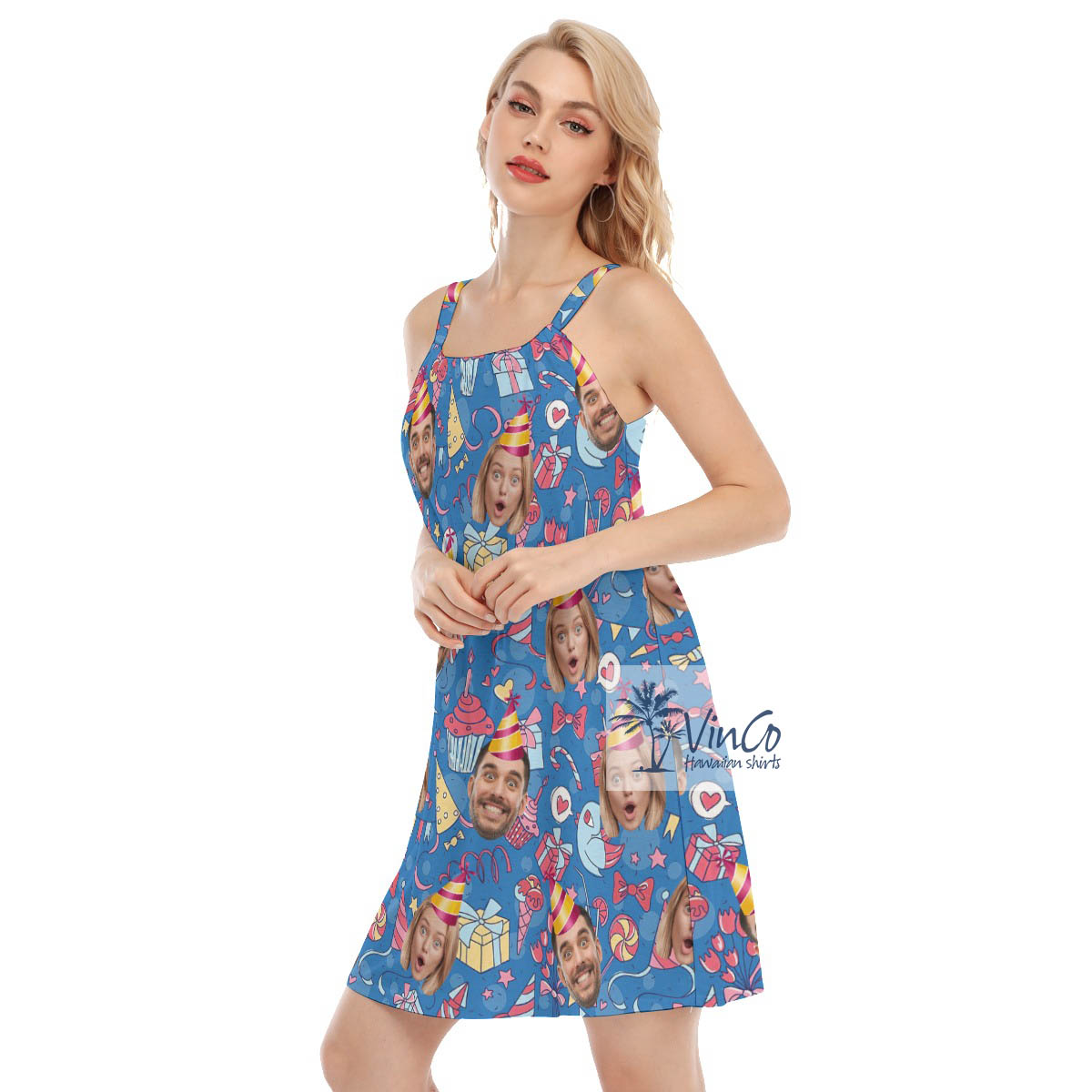Custom Faces Happy Birthday Women's Cami Dress For Party