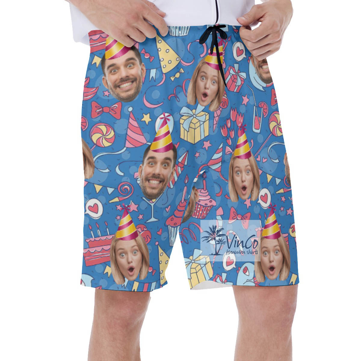 Custom Faces Birthday Funny Swim Trunks For Men
