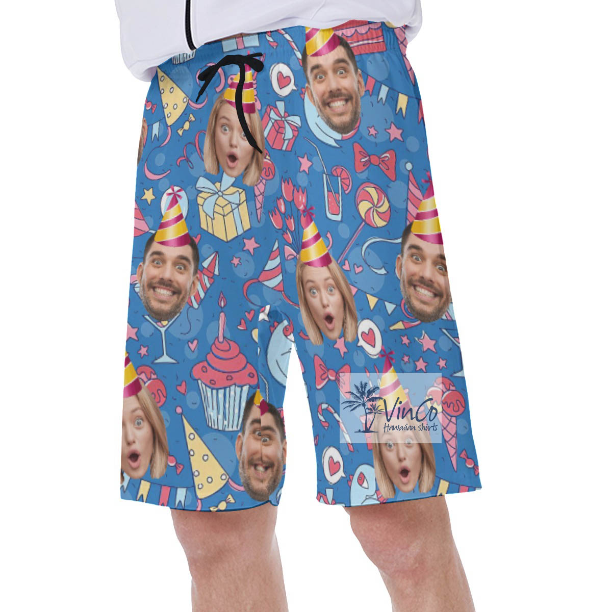 Custom Faces Birthday Funny Swim Trunks For Men