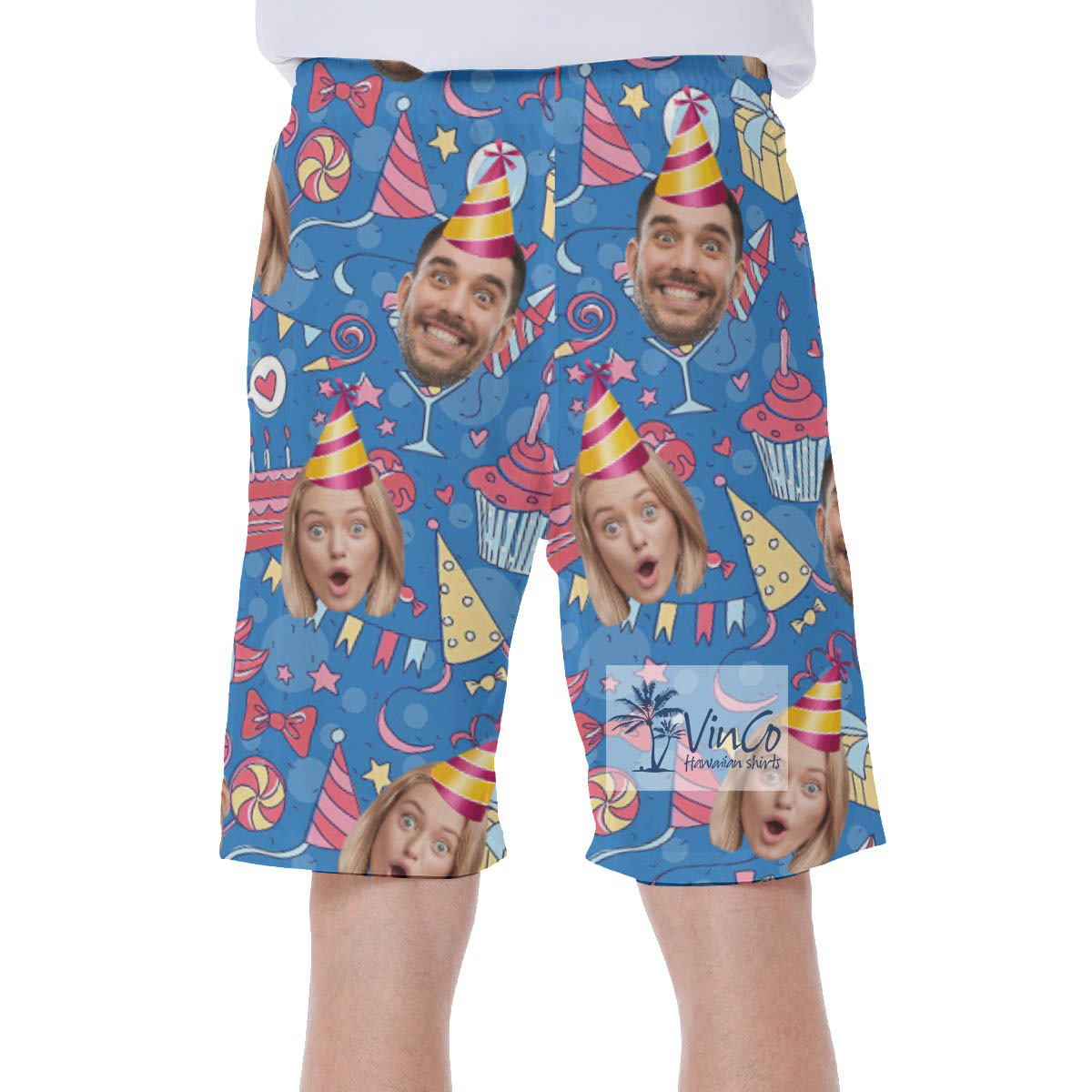 Custom Faces Birthday Funny Swim Trunks For Men