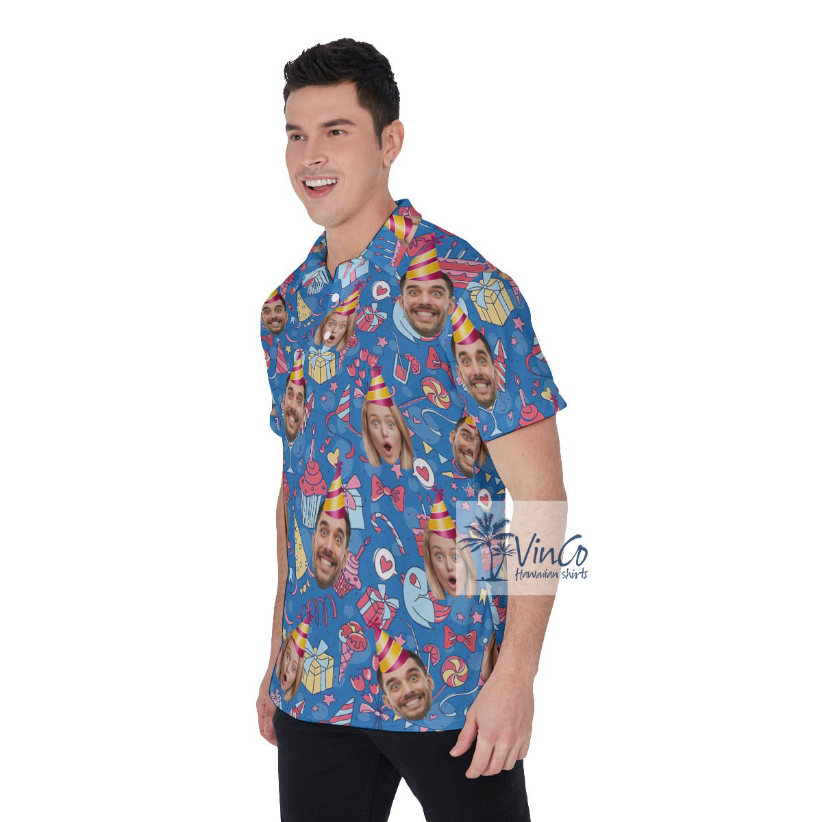 Custom Couple Faces Birthday Polo Shirt For Men