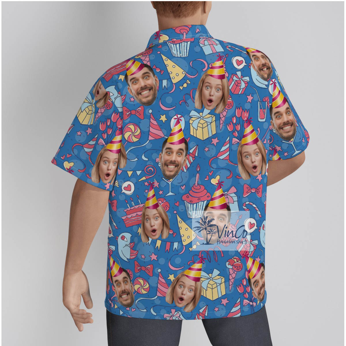 Unique Custom Birthday Hawaiian Button Shirt With Multiple Faces For Men