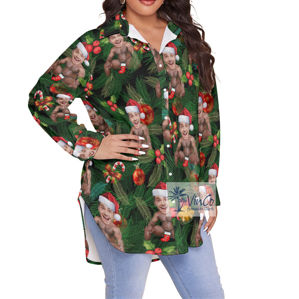 Custom Barry Wood Christmas Hawaiian Plus Size Shirt With Face