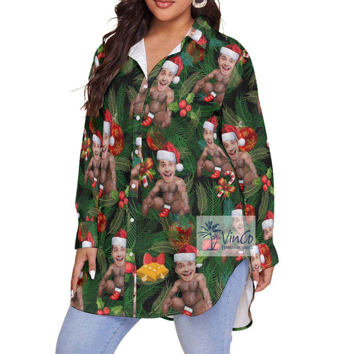 Custom Barry Wood Christmas Hawaiian Plus Size Shirt With Face